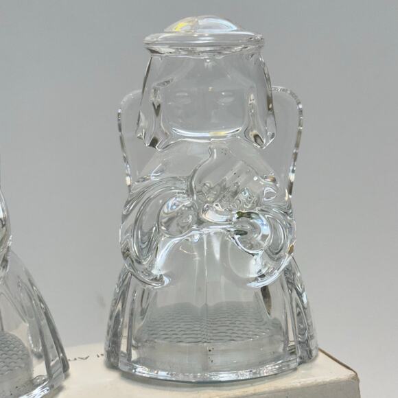 Lenox Crystal Angel Salt & Pepper Set 3" Preowned in box With Stoppers Christmas - Picture 9 of 13